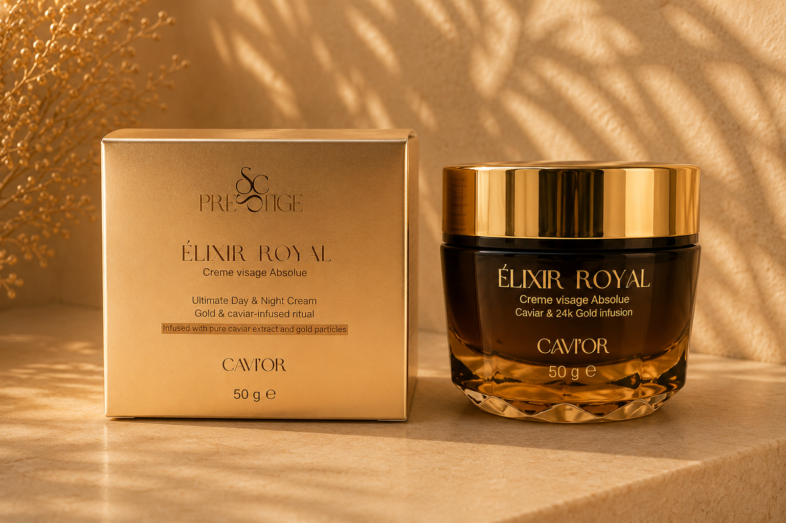 Élixir Royal — Day & Night Absolute Cream · Caviar & 24K Gold